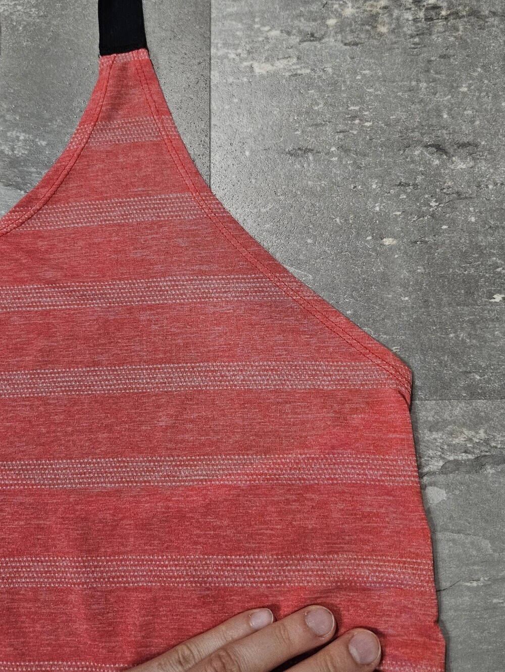 Nike Dri-Fit Tank Top. Heathered Orangy-Red. Light Grey. Black. Stripes. Size L. - Picture 8 of 11